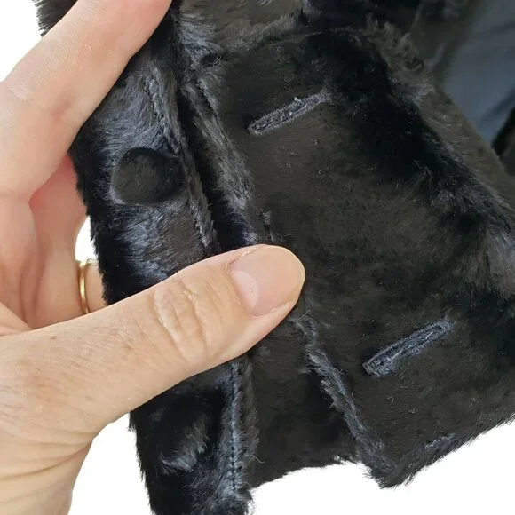 Kwaidan Editions Black Faux Fur Shirt Fake Pony Button Down Slim Top 40 Furry So Button Down Shirts